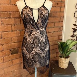 Dream State Black Lace Overlay Spaghetti Strap Cocktail Dress M
